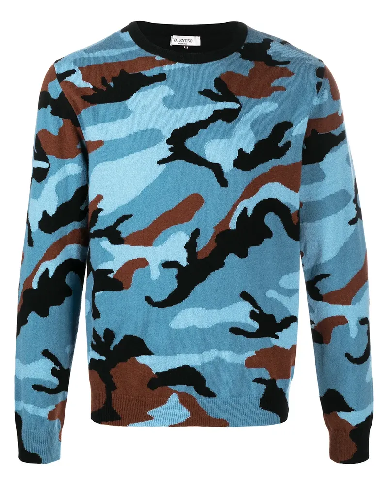 Valentino Garavani Kaschmirpullover mit Camouflage-Design - Blau Blau