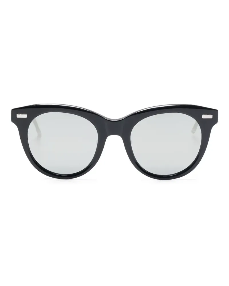 Thom Browne Sonnenbrille mit geometrischem Gestell - Schwarz Schwarz