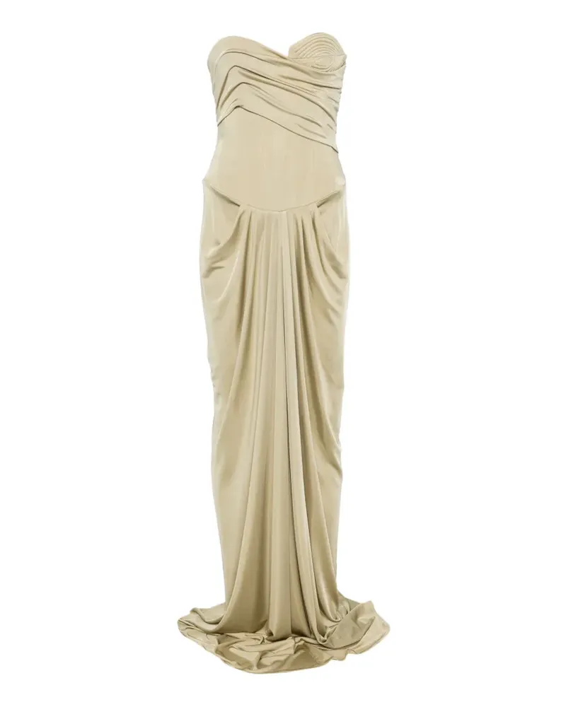 The New Arrivals Ilkyaz Ozel draped-corset maxi dress - Grün Grün