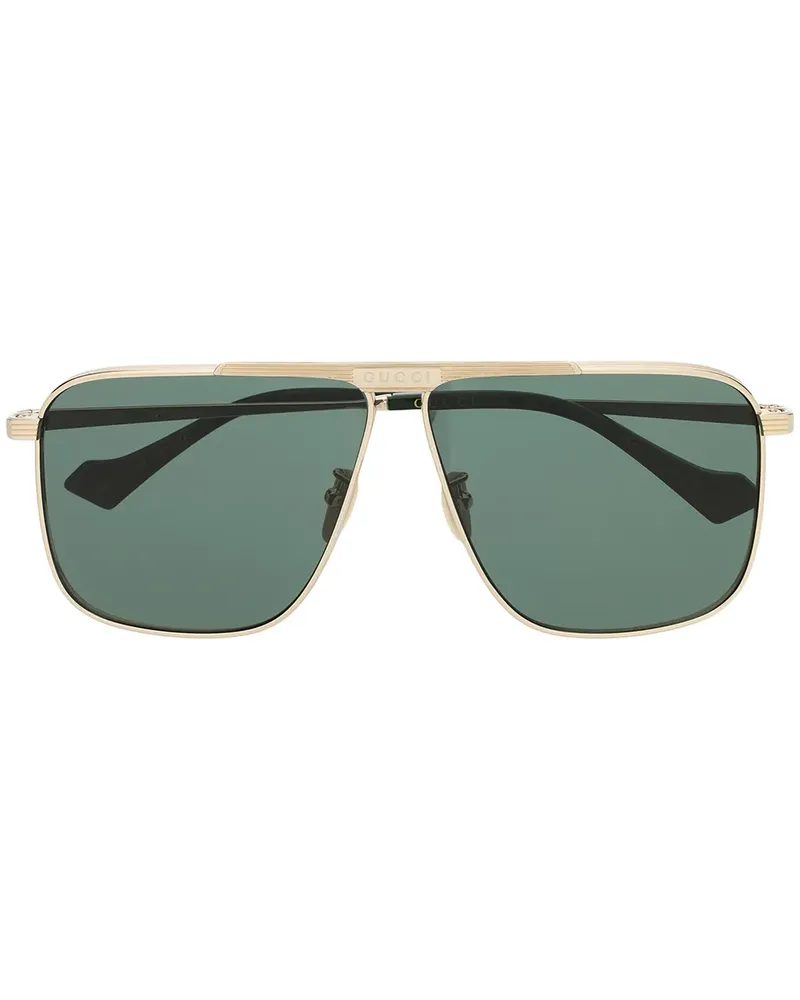 Gucci Eckige Sonnenbrille mit Logo - Gold Gold