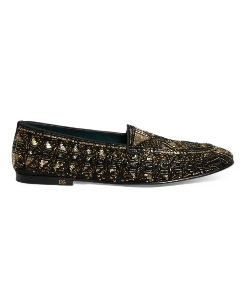 Dolce & Gabbana sequin-embellished bead-embellished loafers - Schwarz Schwarz