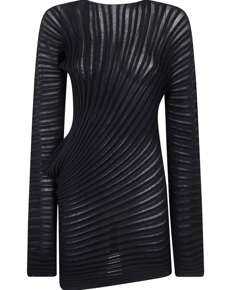 Issey Miyake Top mit Falten - Schwarz Schwarz