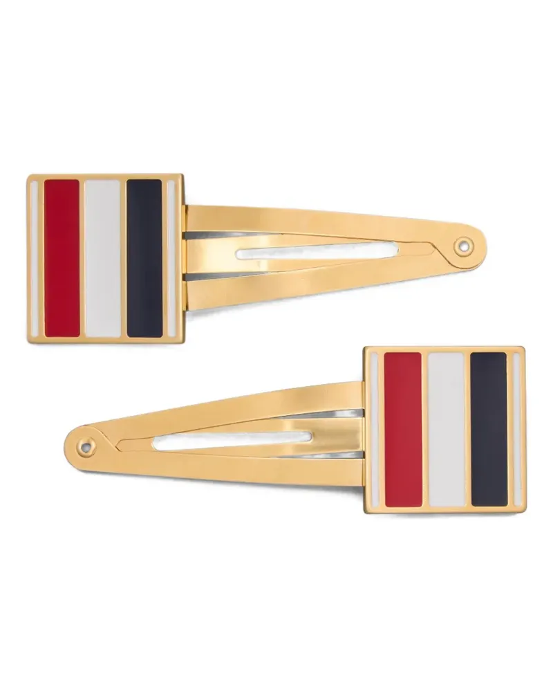 Thom Browne logo-detail hair clips - Gold Gold