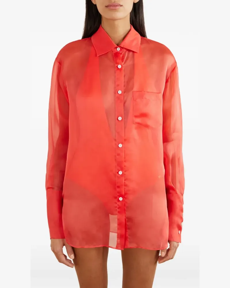 Kiki De Montparnasse sheer button-up shirt - Orange Orange