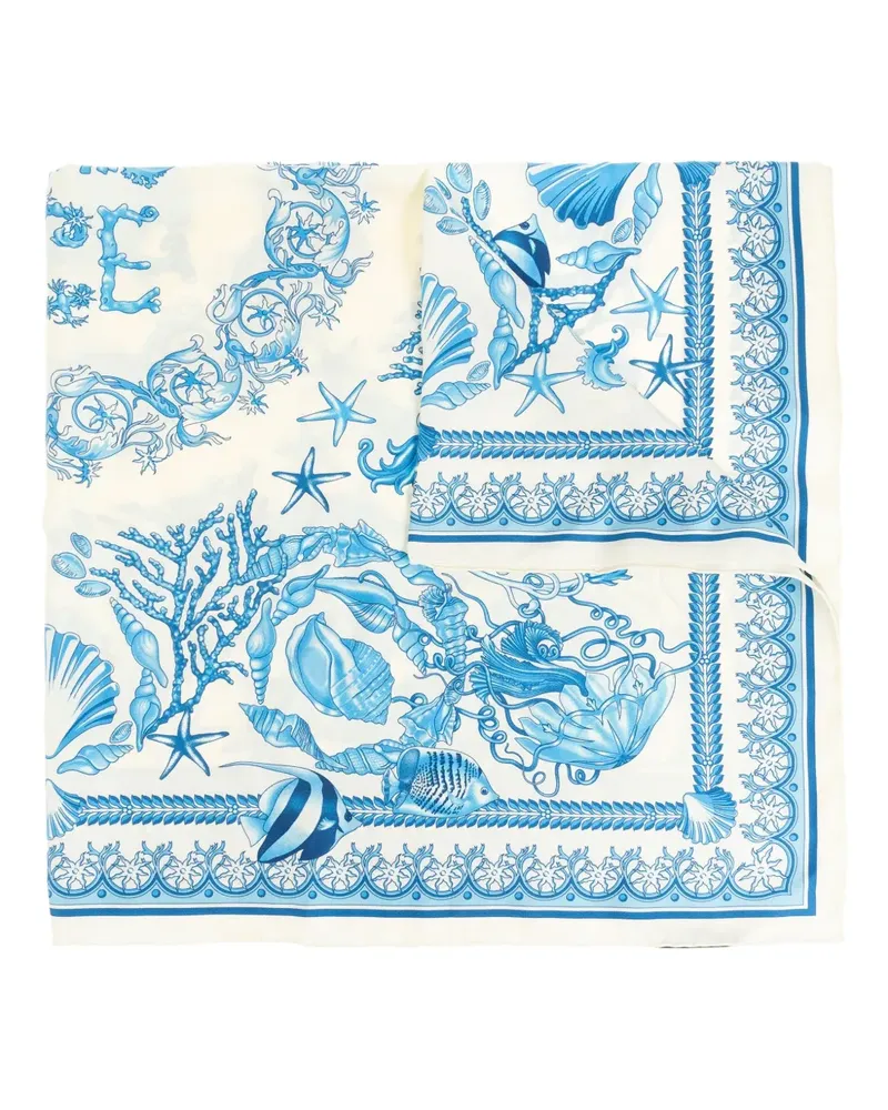 Versace Seidenschal mit Print - Blau Blau