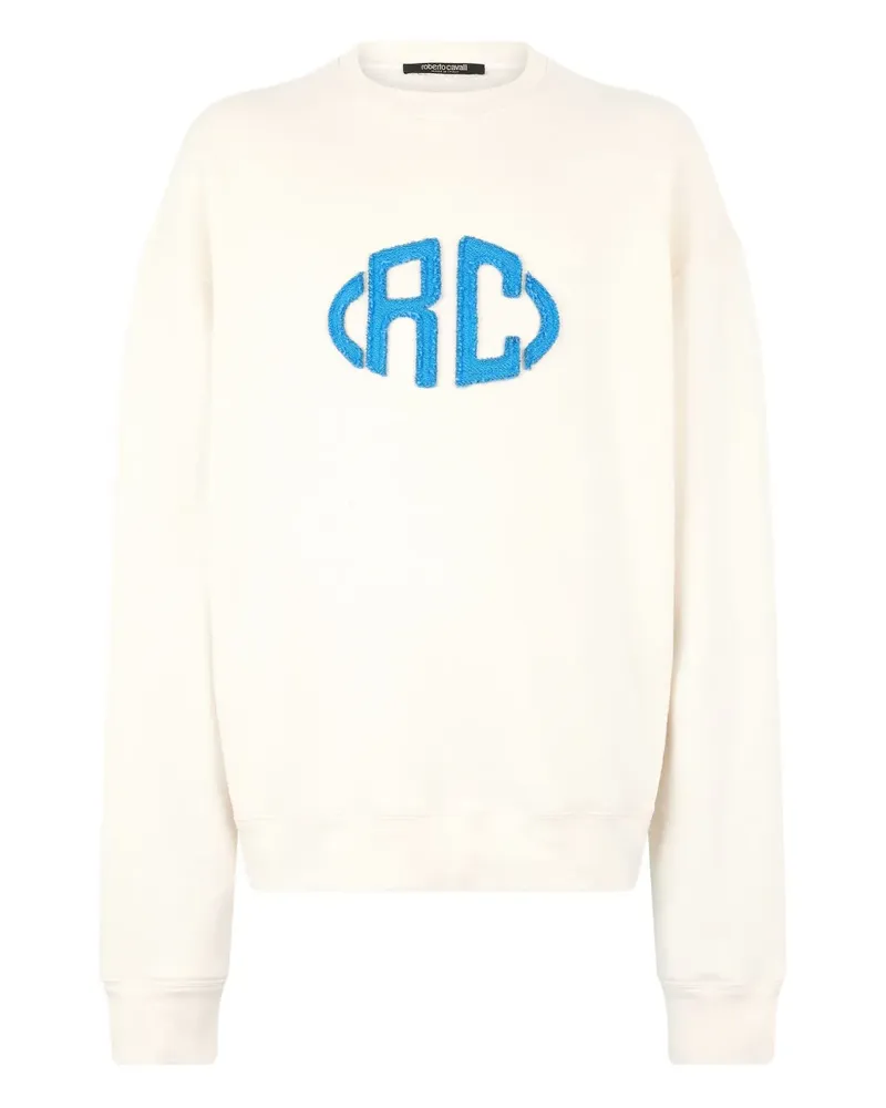 Roberto Cavalli Sweatshirt mit Monogramm-Stickerei - Weiß Weiß