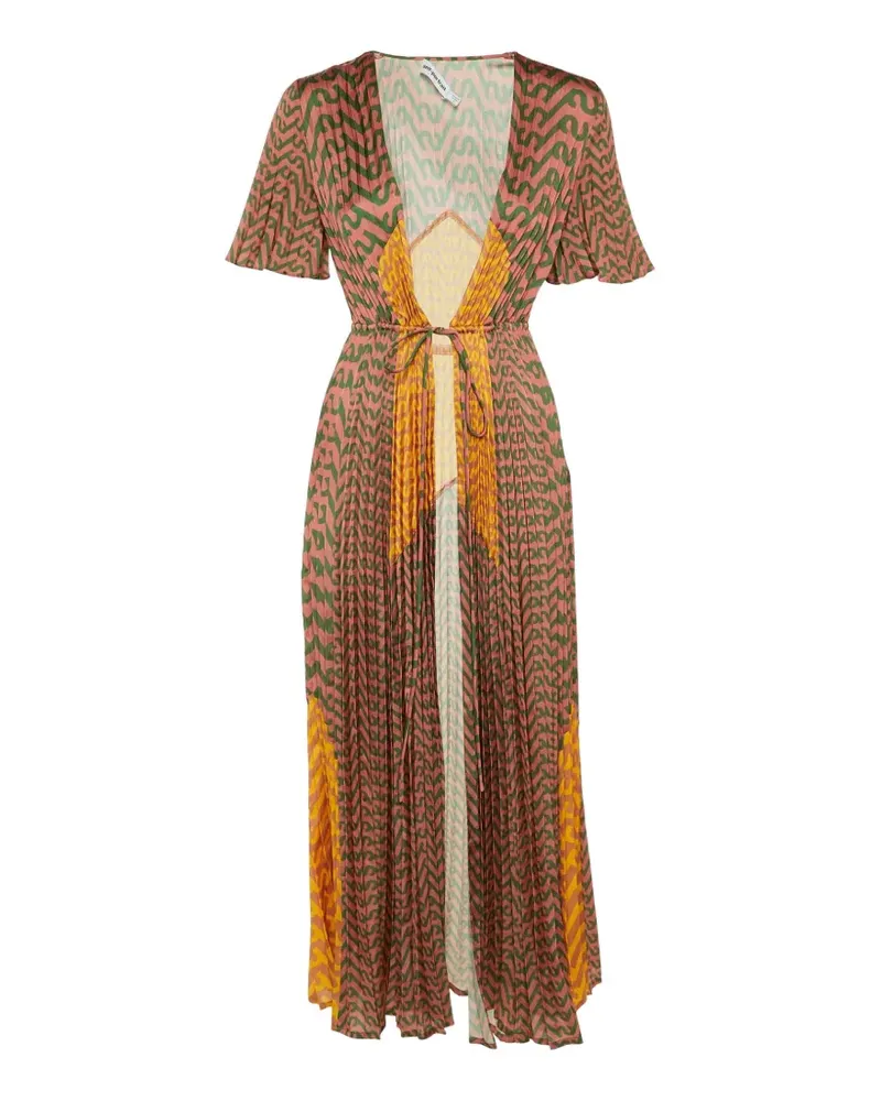 Self-Portrait Plissiertes Maxikleid mit Print - Rot Rot