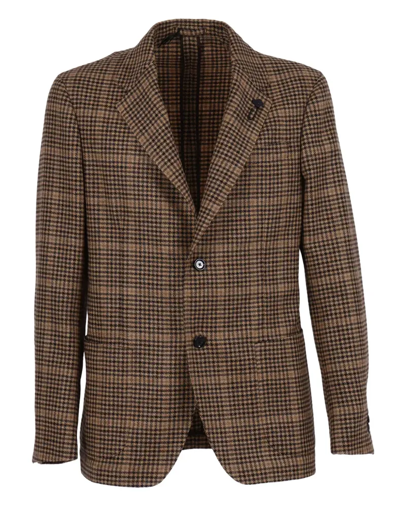 LARDINI houndstooth wool jacket - Braun Braun