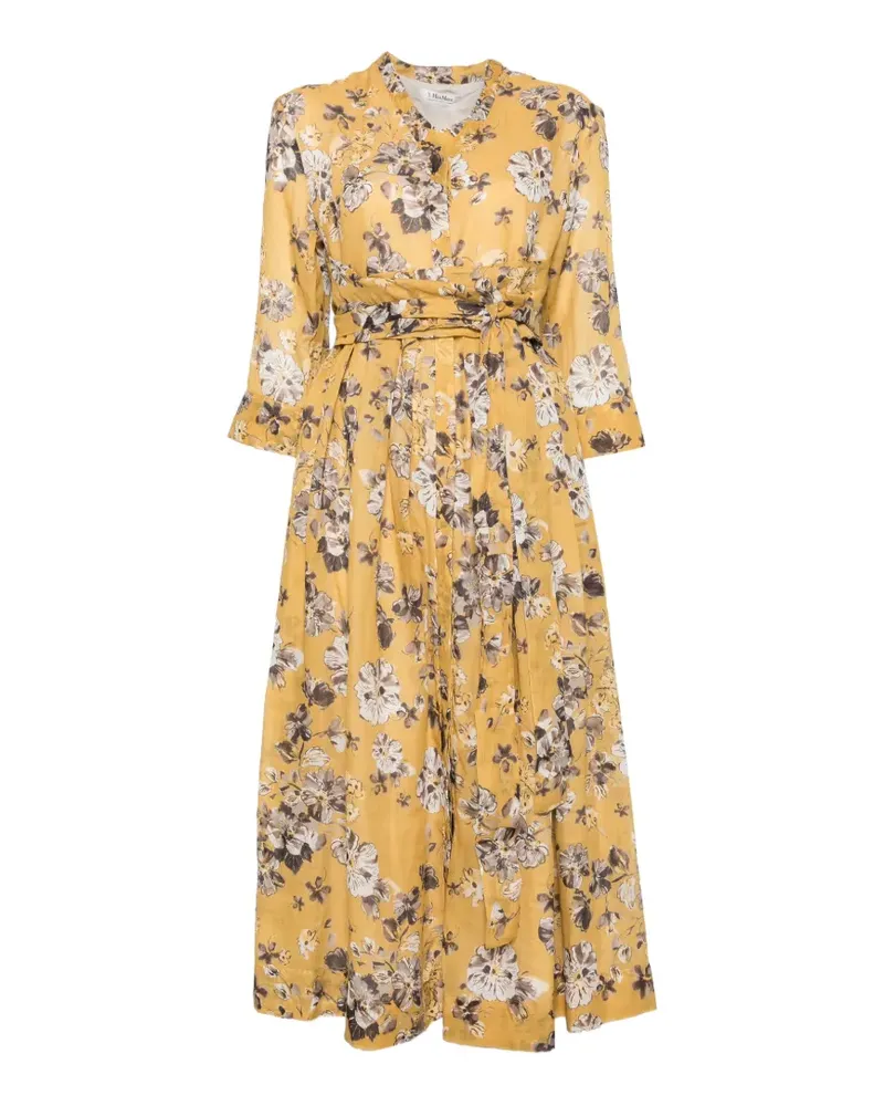 Max Mara floral-print tie-waist midi dress - Gelb Gelb