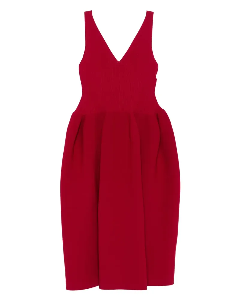 CFCL Pottery HS Ballon-Midikleid mit V-Ausschnitt - Rot Rot