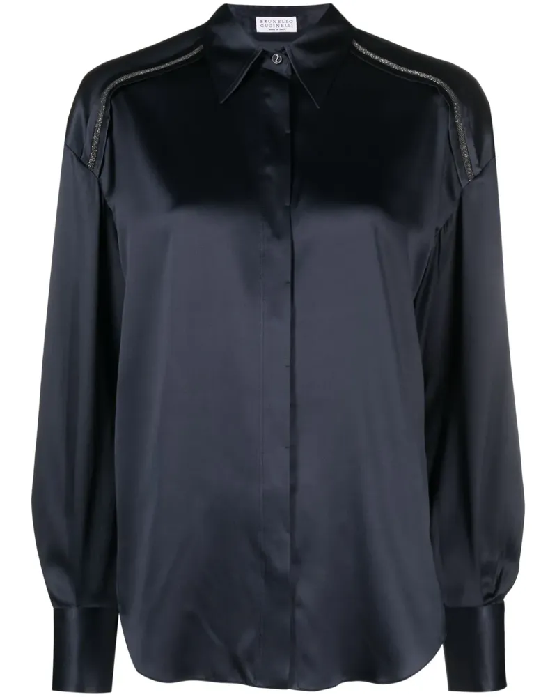 Brunello Cucinelli Seidenhemd mit Monili-Detail - Blau Blau