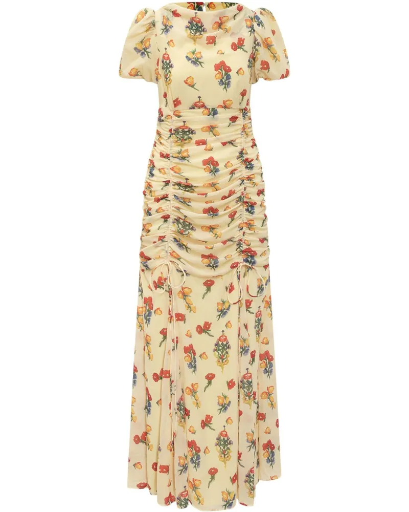 De La Vali Maxikleid mit Blumen-Print - Gelb Gelb