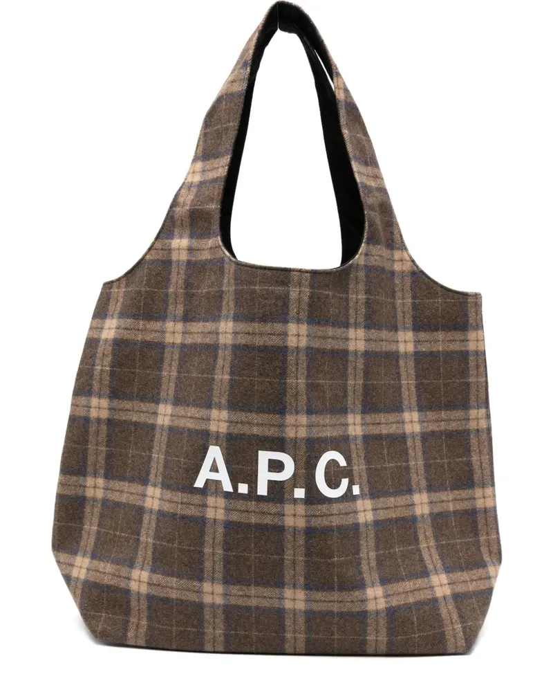 A.P.C. Karierter Ninon Tote Bag mit Logo - Braun Braun