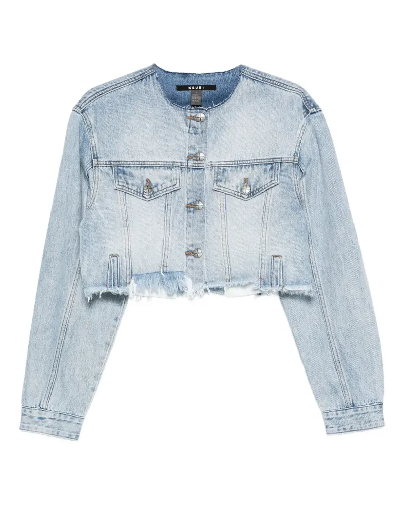 ksubi cropped raw-cut denim jacket - Blau Blau