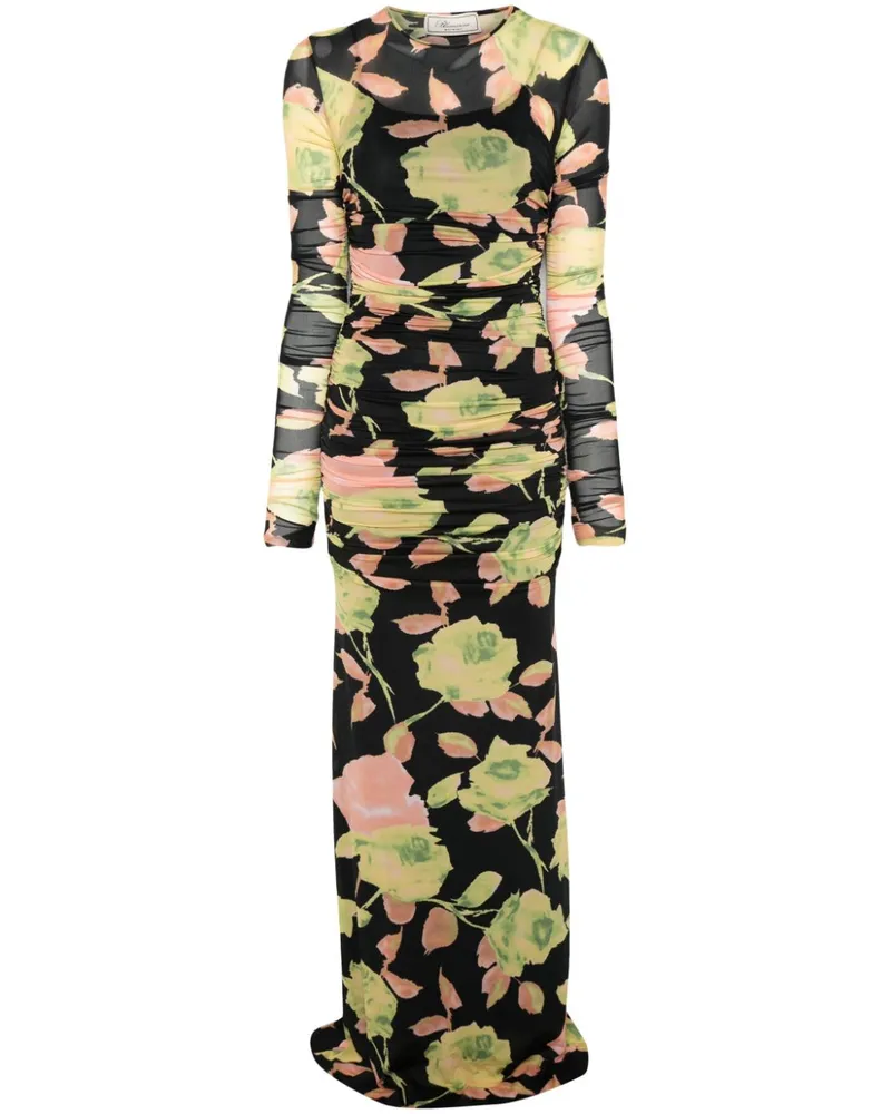 Blumarine Maxikleid mit Blumen-Print - Schwarz Schwarz