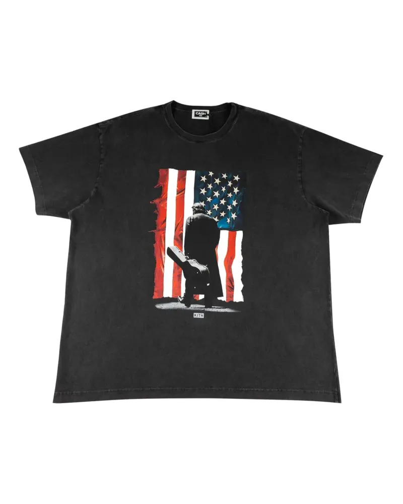 KITH x Johnny Cash American Flag Walk The Line T-shirt - Schwarz Schwarz