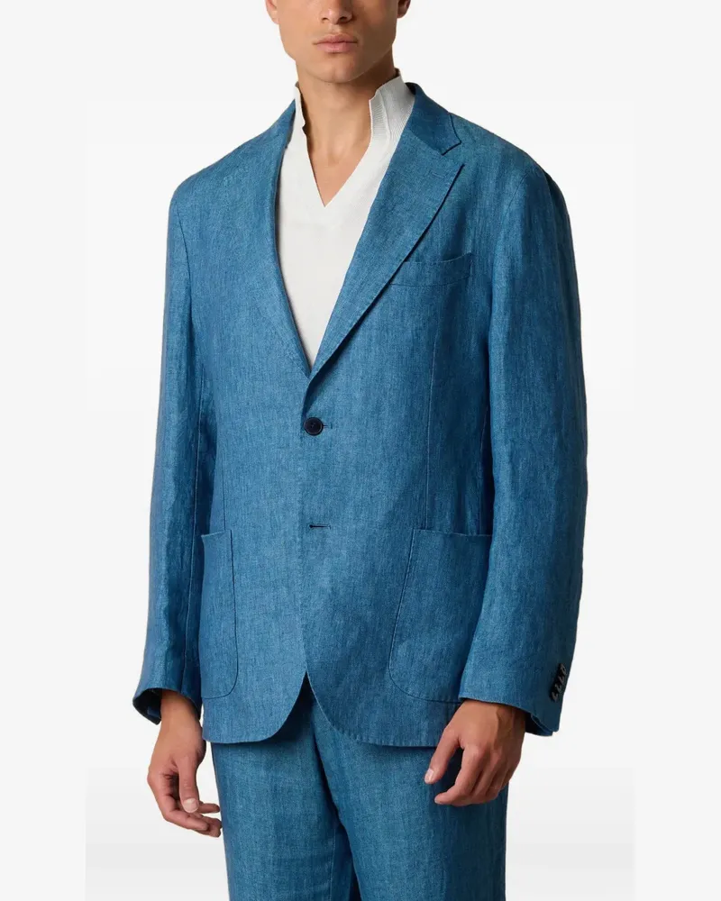 Brooks Brothers Einreihiges Sakko mit Fischgrätenmuster - Blau Blau