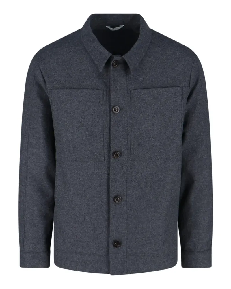 Boglioli Kastiger Mantel mit Tasche - Grau Grau