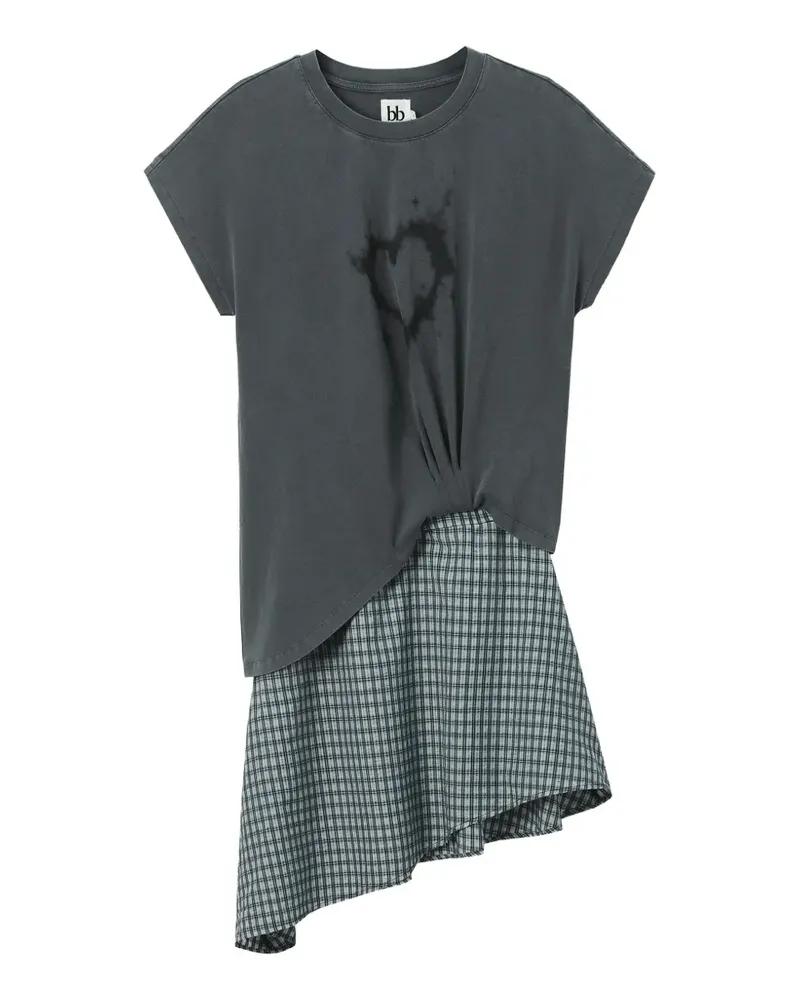 b+ab check-pattern asymmetric dress - Grau Grau
