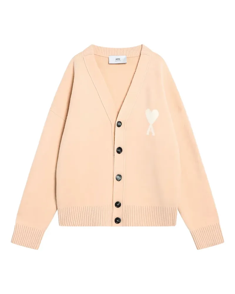 AMI Paris Cardigan mit Ami de Coeur-Motiv - Rosa Rosa