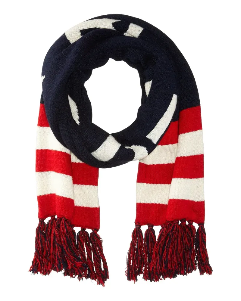 Ralph Lauren 1967 Olympics USA striped fringed scarf - Blau Blau