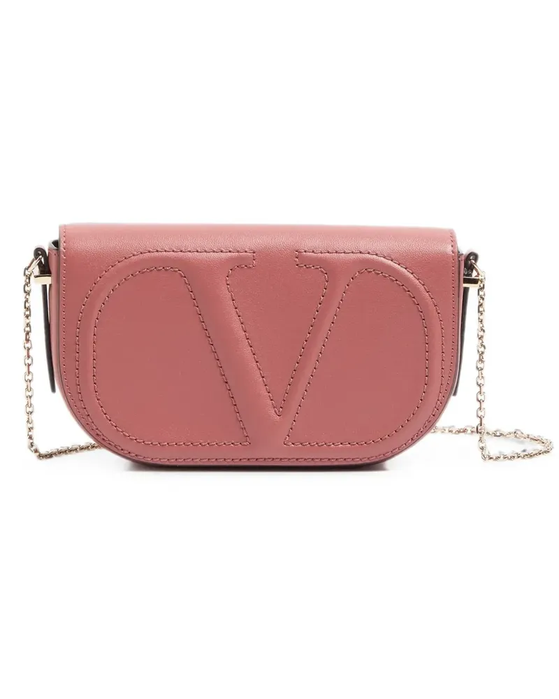 Valentino Garavani VLogo Walk chain pouch in calfskin - Rosa Rosa