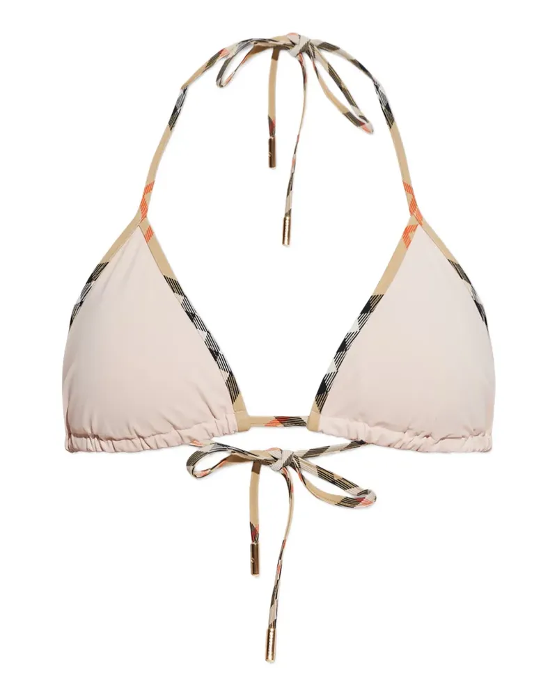 Burberry check-trim bikini top - Nude Nude