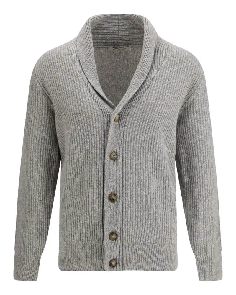 Brooksfield shawl-collar ribbed cardigan - Grau Grau