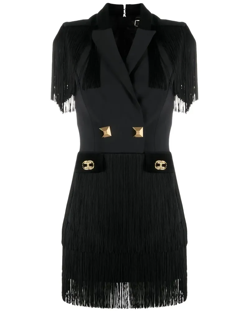 Elisabetta Franchi Minikleid mit Fransen - Schwarz Schwarz
