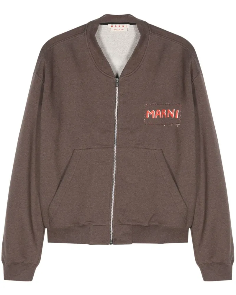 Marni Sweatshirt mit Logo-Patch Braun