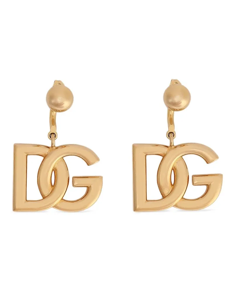 Dolce & Gabbana Hängeohrringe mit DG - Gold Gold