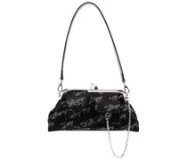 Schultertasche aus Monogramm-Denim - Schwarz