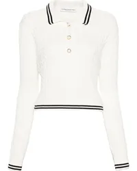 Alessandra Rich Poloshirt mit Zopfmuster Weiß