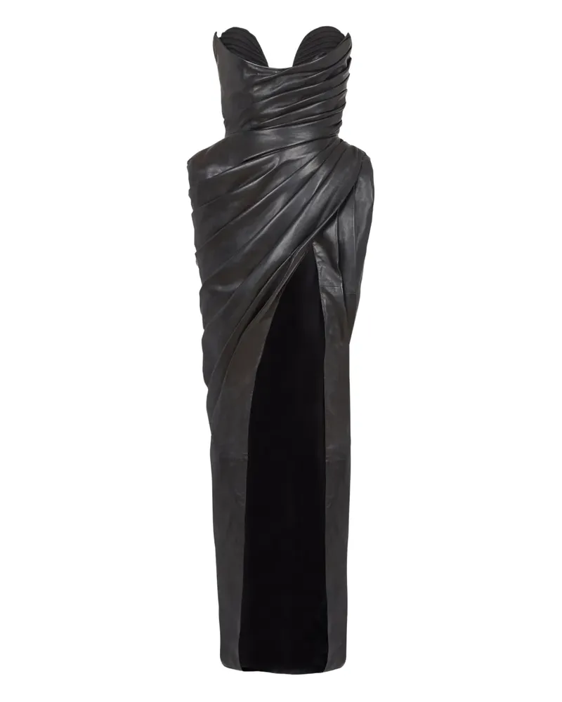 Balmain Schmales Lederkleid - Schwarz Schwarz