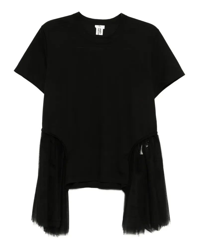 Noir Kei Ninomiya T-Shirt mit Rüschensaum - Schwarz Schwarz