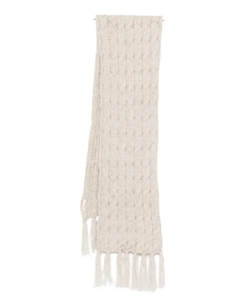 Coccinelle cable-knit fringed scarf - Nude Nude