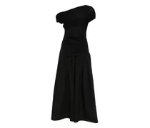 Drapiertes Midikleid - Schwarz