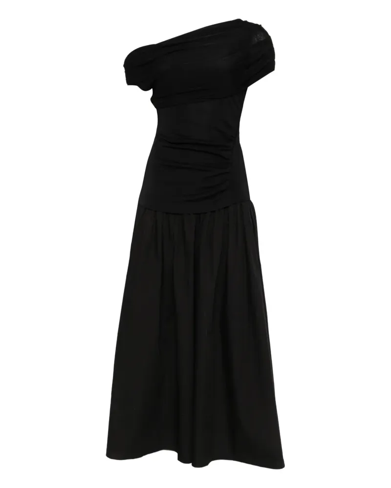 Self-Portrait draped midi dress - Schwarz Schwarz