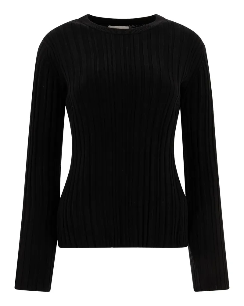 LOULOU Geripptes Langarmshirt - Schwarz Schwarz