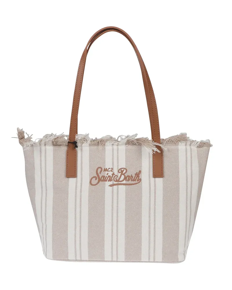 MC2 Saint Barth striped fringed bag - Nude Nude
