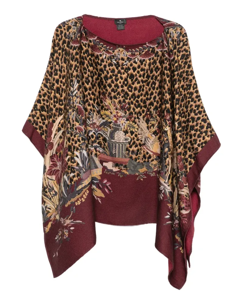 Etro Poncho mit Leopardenprint und Blumenmuster - Braun Braun