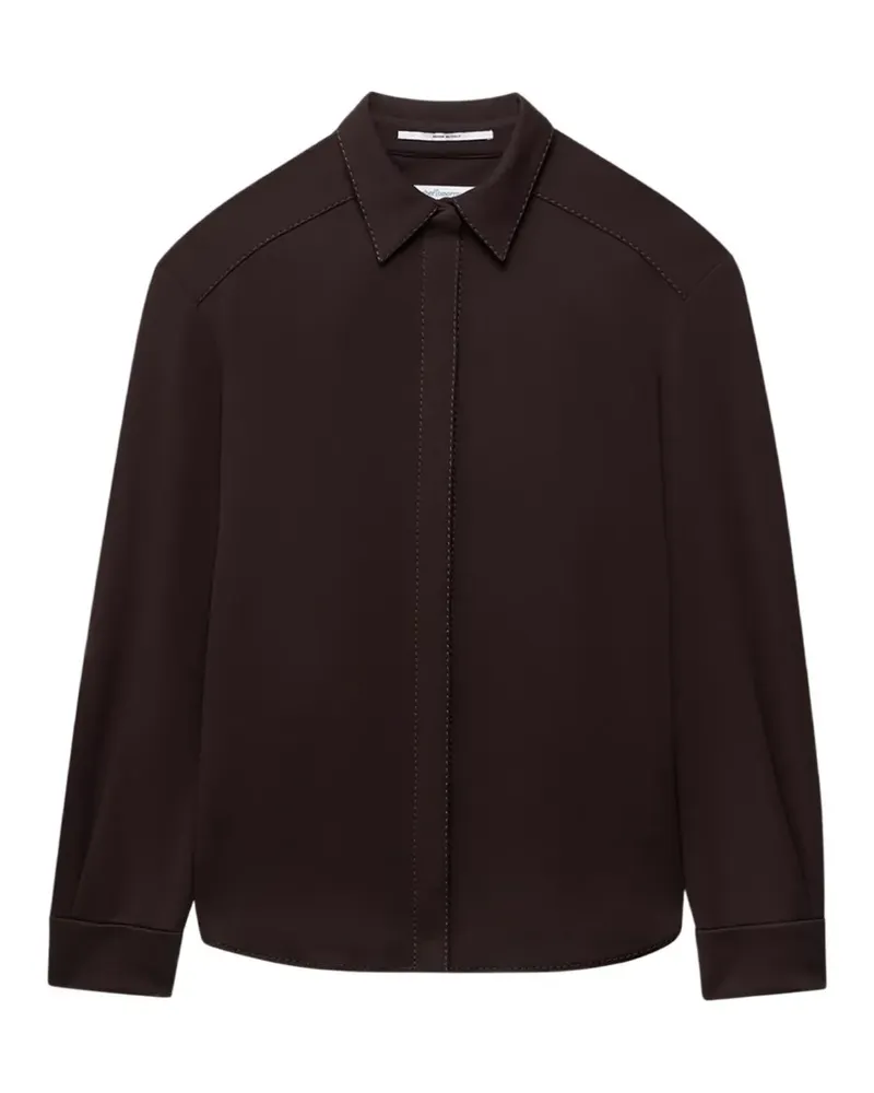 Another Tomorrow stitch-detail curved-hem blouse - Braun Braun