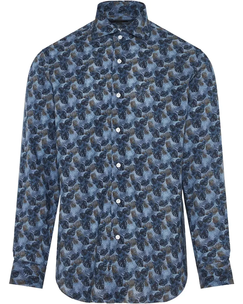 BARBA Hemd mit Print - Blau Blau