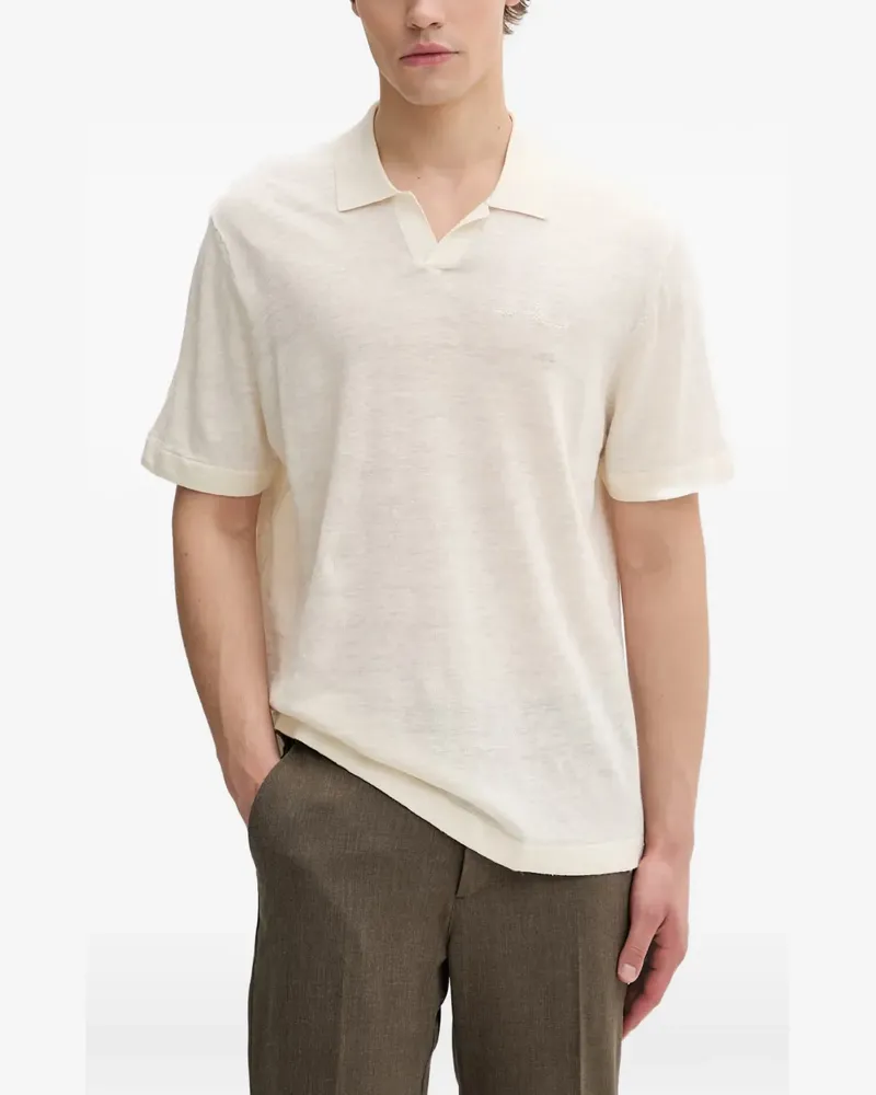 LES DEUX logo-embroidered open-collar polo shirt - Nude Nude