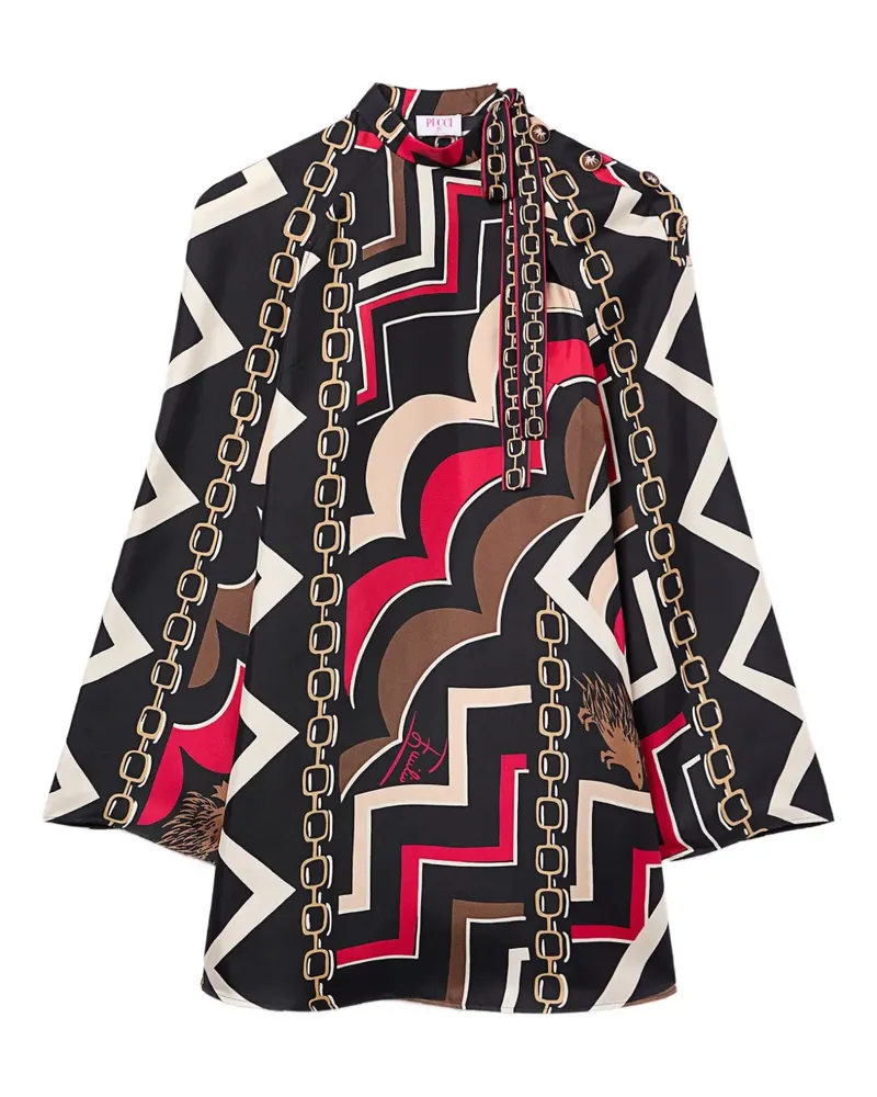 Emilio Pucci Seiden-Minikleid mit Istrice-Print - Schwarz Schwarz