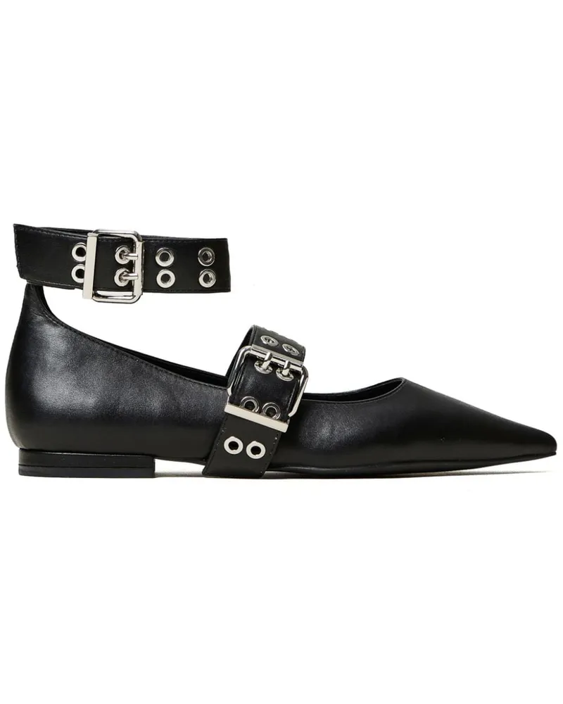 Twin-Set Ballerinas mit Riemen - Schwarz Schwarz