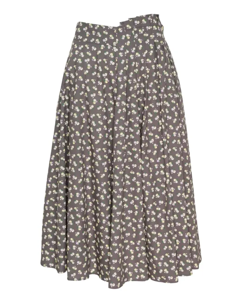 MSGM Midirock mit Blumenprint - Grau Grau