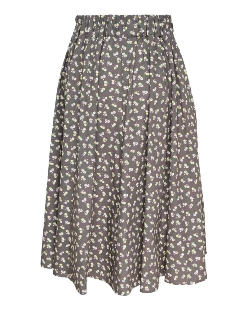 MSGM mid floral-print pleated skirt - Grau Grau