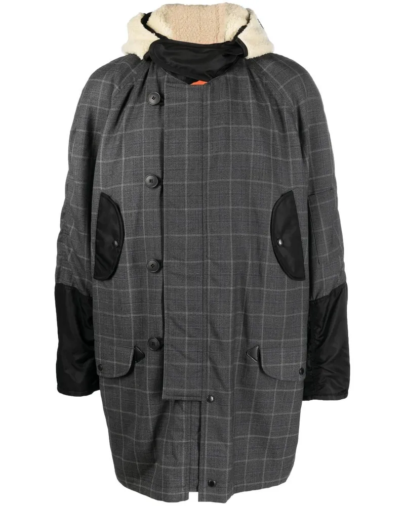 Junya Watanabe Karierter Mantel im Patchwork-Look - Grau Grau
