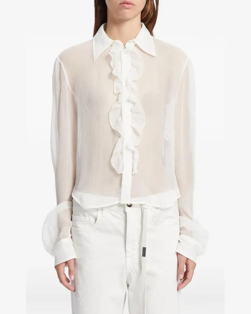 Ann Demeulemeester Gerüschte Erma Bluse aus Seidenvoile - Weiß Weiß
